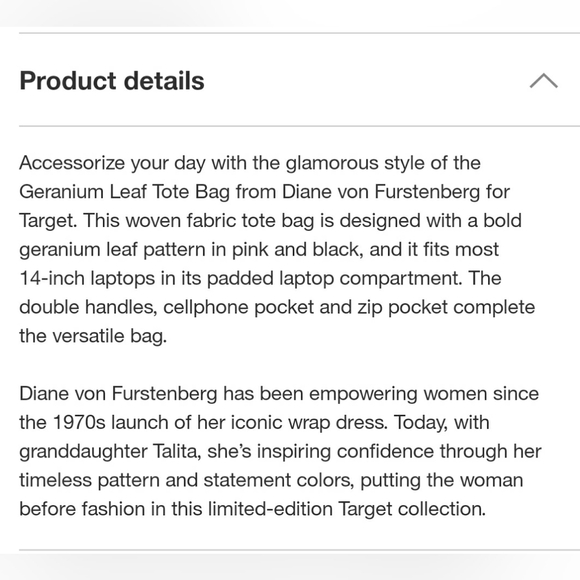 DVF for Target Geranium Leaf Pink/Black Tote Bag - Picture 9 of 10